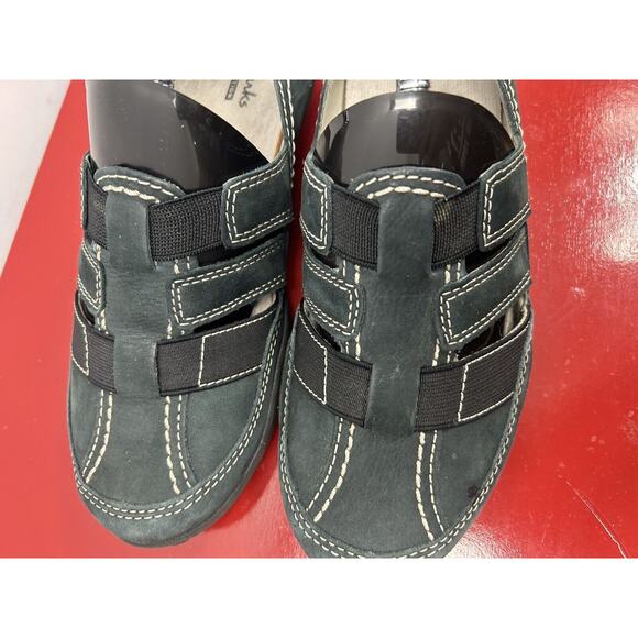 Clarks Collection Womens Loafers Shoes Sandles Size 4.5 black with‎ Beige Stitch - Picture 4 of 10